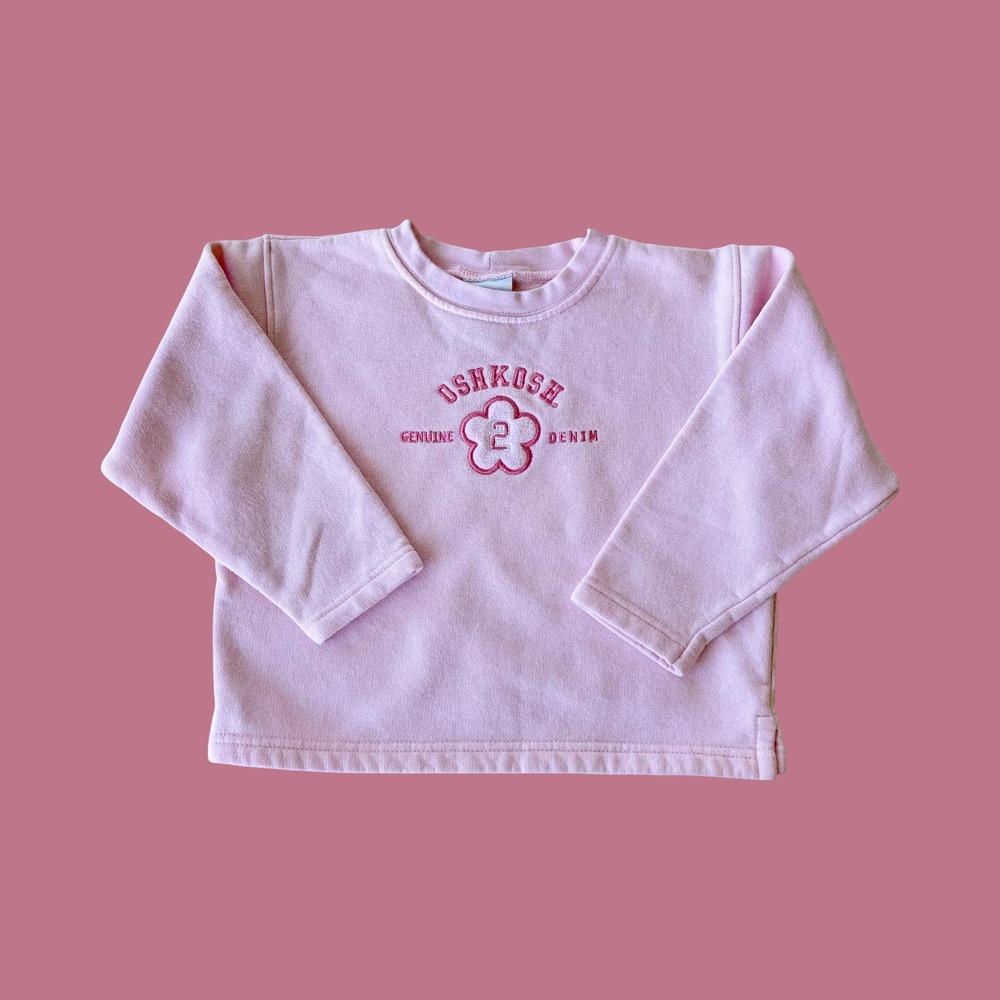 Vintage Oshkosh B'Gosh Pale Pink Embroidered Crewneck Sweatshirt, Size 4T